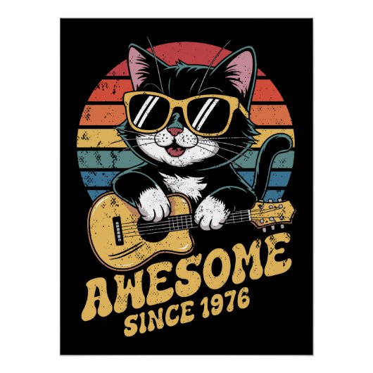 Cat Lover 1976 Birthday Retro 50th Bday Ukulele Poster (Vorderseite)