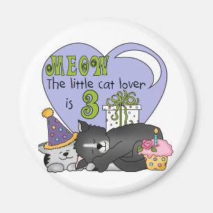 Cat Lover 3. Geburtstag T Shirts und Geschenke Magnet