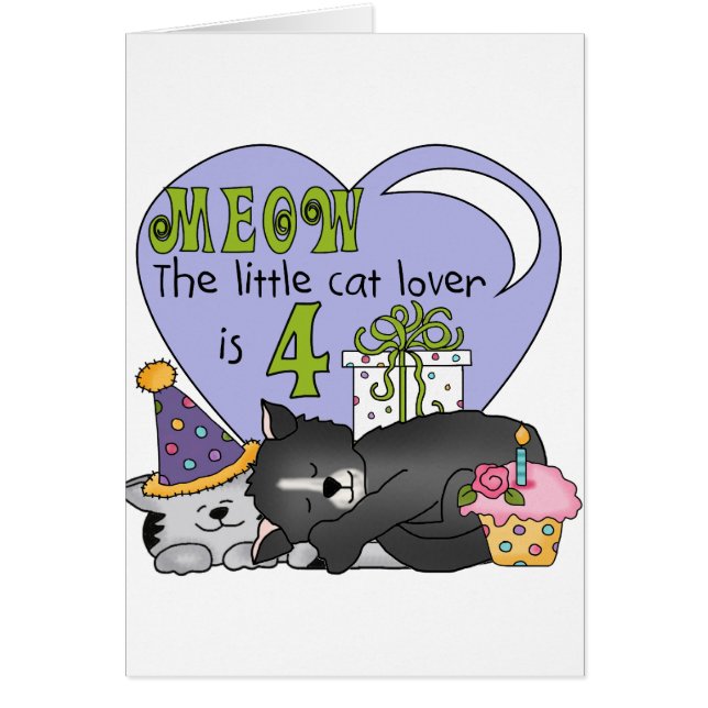 Cat Lover 4. Geburtstag T - Shirt und Geschenke (Vorne)