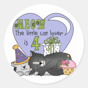 Cat Lover 4. Geburtstag T - Shirt und Geschenke Runder Aufkleber