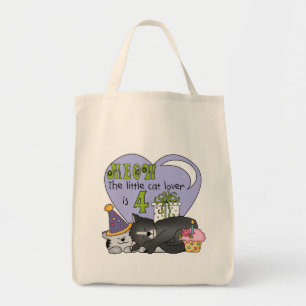 Cat Lover 4. Geburtstag T - Shirt und Geschenke Tragetasche