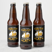 Cat Lover A Man With Beer And Cat Bierflaschenetikett (Flaschen)