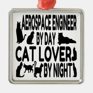 Cat Lover Aerospace Engineer Silbernes Ornament