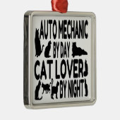 Cat Lover Auto Mechanic Silbernes Ornament (Rechts)