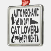 Cat Lover Auto Mechanic Silbernes Ornament (Links)