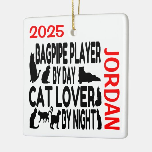 Cat Lover Bagpipe Player CUSTOM Keramikornament (Links)