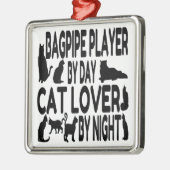 Cat Lover Bagpipe Player Silbernes Ornament (Links)