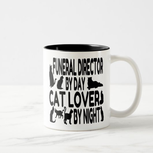 Cat Lover Beerdigungsdirektor Zweifarbige Tasse (Rechts)