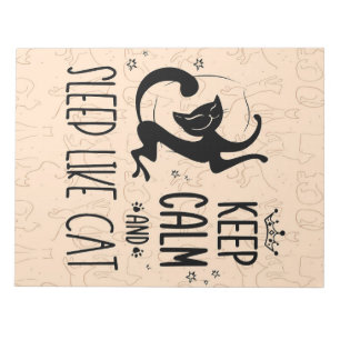 Cat Lover Behielt Ruhe und schlief wie Katze Notizblock