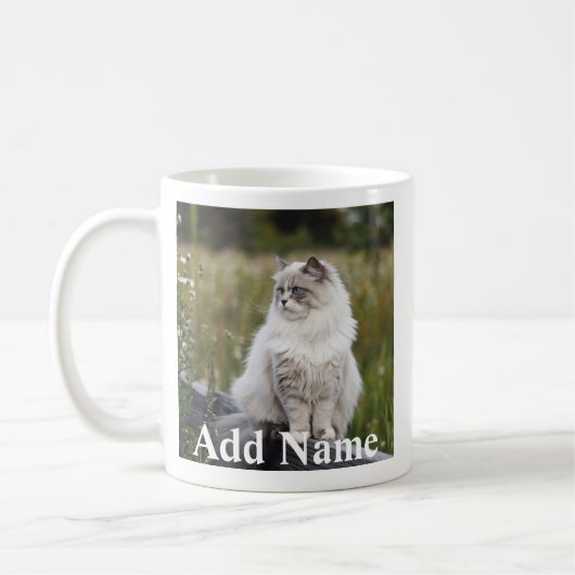 Cat Lover Benutzerdefiniertes Foto und Name Person Kaffeetasse (Links)