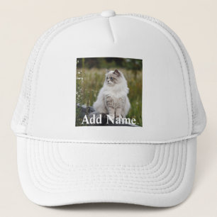 Cat Lover Benutzerdefiniertes Foto und Name Person Truckerkappe