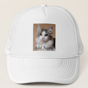 Cat Lover Benutzerdefiniertes Foto und Name Person Truckerkappe