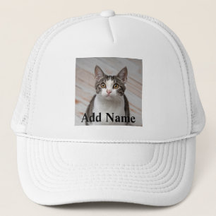 Cat Lover Benutzerdefiniertes Foto und Name Person Truckerkappe