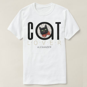 Cat Lover Black Red Green Bow Krawatte Name indivi T-Shirt