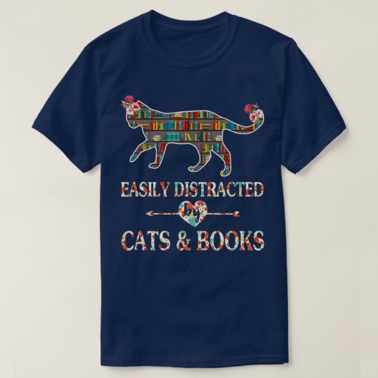Cat Lover Book Lover Reader leicht ablenkbar durch T-Shirt (Design vorne)