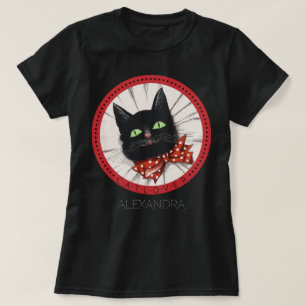 Cat Lover Bow Krawatte Red Black Green Individuell T-Shirt