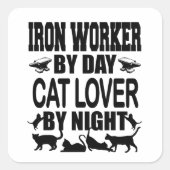 Cat Lover By Night Square Aufkleber (Vorderseite)