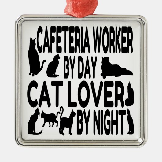 Cat Lover Cafeteria Worker Silbernes Ornament (Vorne)