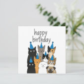 Cat Lover Cards - Cat Party Birthday Card (Stehend Vorderseite)