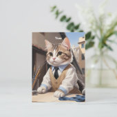 Cat Lover, Cat Architect Postkarte (Stehend Vorderseite)