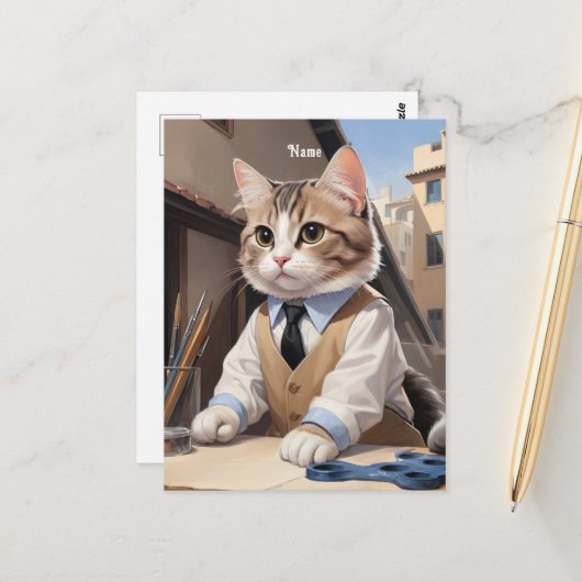 Cat Lover, Cat Architect Postkarte (Vorderseite/Rückseite Beispiel)