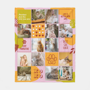 Cat Lover Cat Mama Niedlich Pet Fotolage Retro Fleecedecke