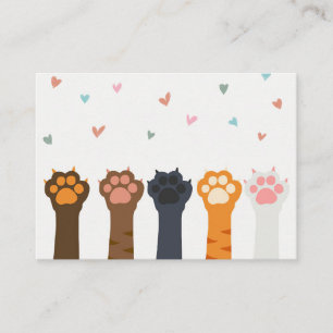 Cat Lover Cat Paw farbenfrohe Herzen Visitenkarte