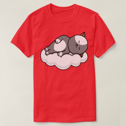 Cat Lover Cat Sleeping on Cloud T-Shirt (Design vorne)