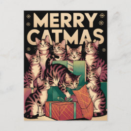 Cat Lover Christmas Funny Vintag Postkarte