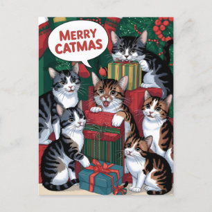 Cat Lover Christmas Niedlich Vintag Postkarte