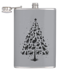 Cat Lover Christmas Tree 1 Flachmann