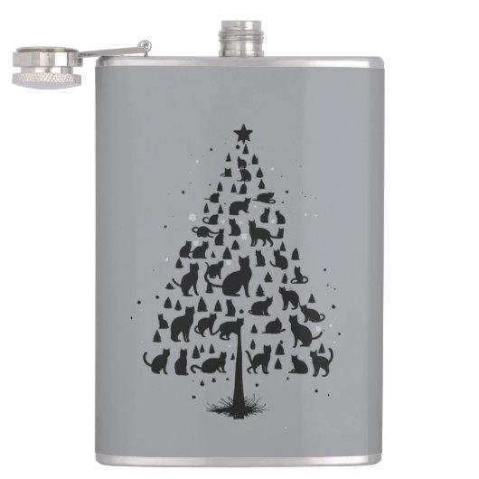 Cat Lover Christmas Tree 1 Flachmann (Geöffnet)