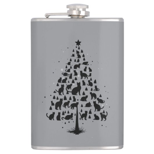 Cat Lover Christmas Tree 1 Flachmann (Vorderseite)