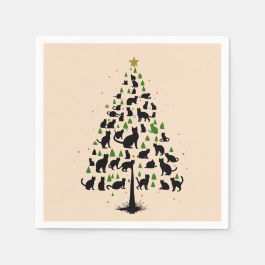Cat Lover Christmas Tree 2 Serviette (Vorderseite)