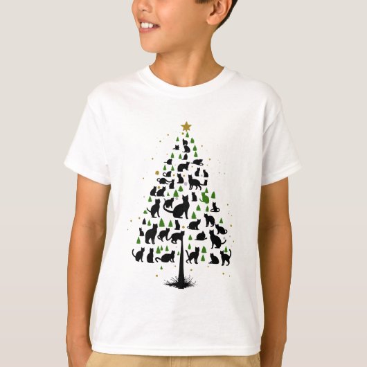 Cat Lover Christmas Tree 2 T-Shirt (Vorderseite)