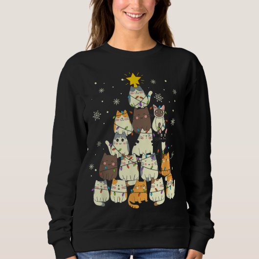 Cat Lover Christmas Tree Cat Lover Xmas Tree Sweatshirt (Vorderseite)
