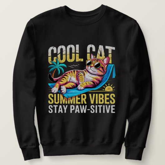 Cat Lover Cool Summer Vibes Funny Gift Sweatshirt (Design vorne)