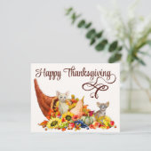 Cat Lover Cornucopia Erntedank Holiday Saison Karte (Stehend Vorderseite)