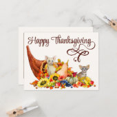 Cat Lover Cornucopia Erntedank Holiday Saison Karte (Vorderseite/Rückseite Beispiel)