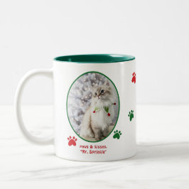Cat Lover Cute Festive Christmas Cat Photo Zweifarbige Tasse