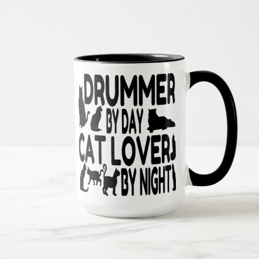 Cat Lover Drummer Tasse (Rechts)