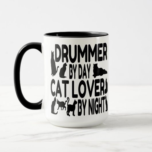 Cat Lover Drummer Tasse (Links)