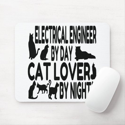 Cat Lover Electrical Engineer Mousepad (Mit Mouse)