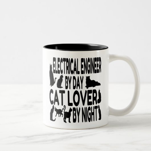 Cat Lover Electrical Engineer Zweifarbige Tasse (Rechts)