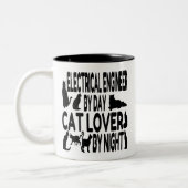 Cat Lover Electrical Engineer Zweifarbige Tasse (Links)