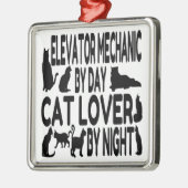 Cat Lover Elevator Mechanical Silbernes Ornament (Links)