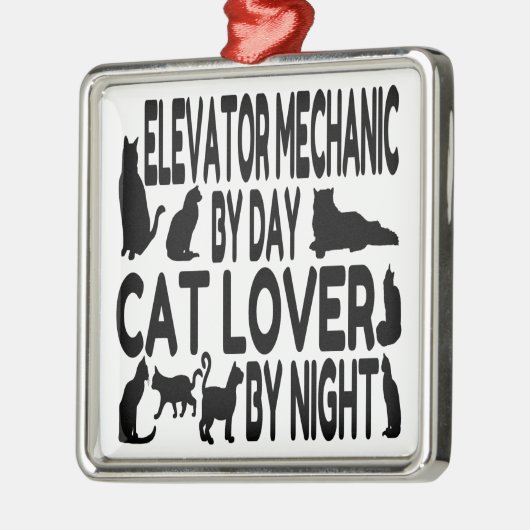 Cat Lover Elevator Mechanical Silbernes Ornament (Links)