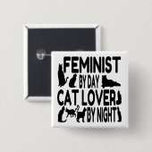 Cat Lover Feminist Button (Vorne & Hinten)