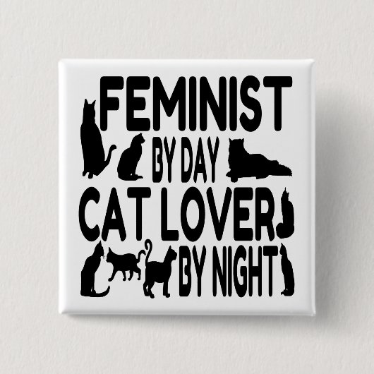 Cat Lover Feminist Button (Vorderseite)