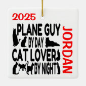 Cat Lover Flugzeug Typ CUSTOM Keramik Ornament (Rückseite)